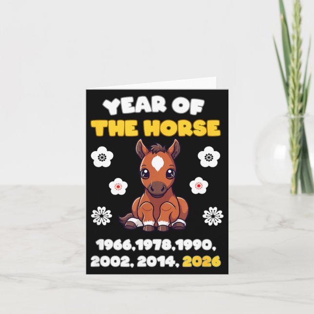 Carte Kawaii Year Of Horse Chinese Zodiac 2026 Animal  (Devant)