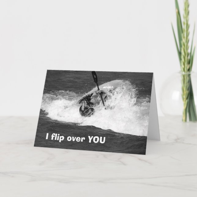 CARTE KAYAKER "JE VOUS SURVOLE" ANNIVERSAIRE (Devant)