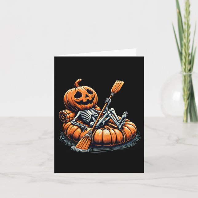 Carte Kayaking Skeleton Drôle Halloween Kayak (Devant)