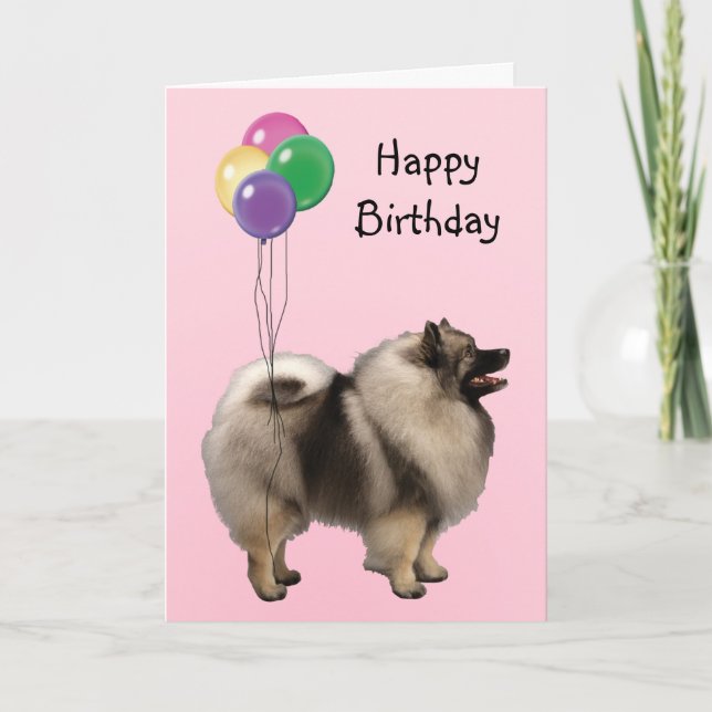 Carte Keeshond, ballons d'anniversaire (Devant)