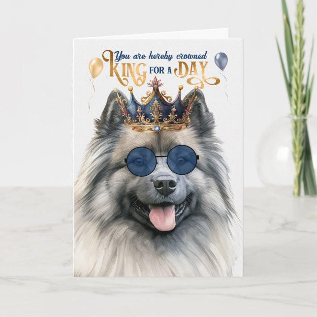 Carte Keeshond chien roi pour jour drôle anniversaire (Devant)