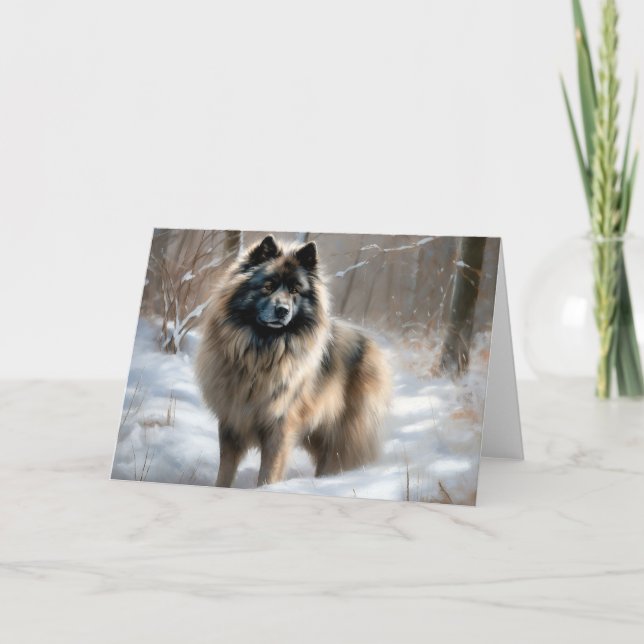 Carte Keeshond Qu'Il Neige Noël (Devant)