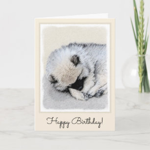 Carte Keeshond Sleeping Puppy Painting Original Dog Art