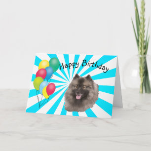 Carte Keeshond sur le joyeux anniversaire blanc de