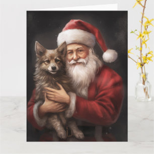 Carte Kelpie australienne avec Noël au Père Noël