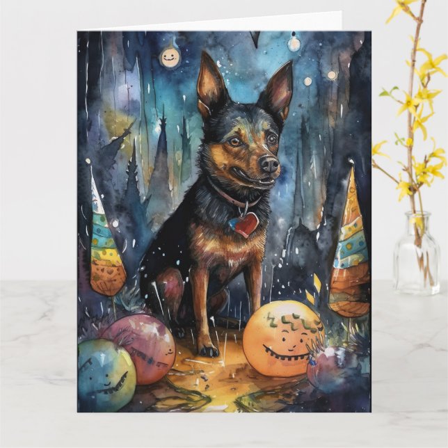 Carte Kelpie australienne d'Halloween avec la peur Citro (Fleur jaune)