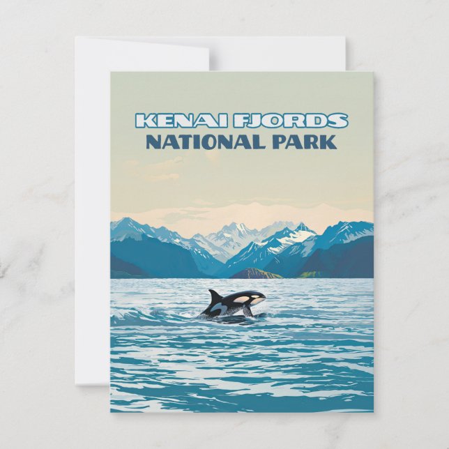 Carte Kenai Fjords National Park Orca Alaska Card (Devant)