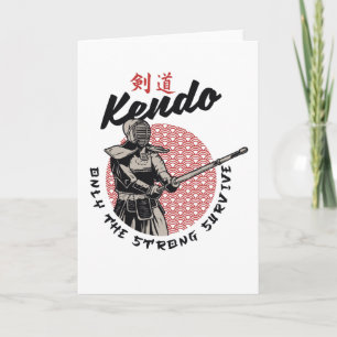Carte Kendo japonais rétro - Seule la force survit
