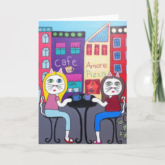 Carte Kerri Ambrosino Art Greeting Card Cats Café