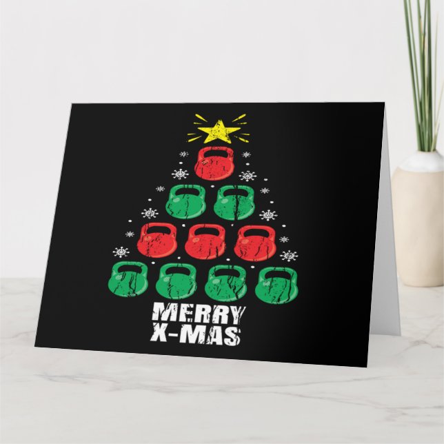 Carte Kettlebells Drôles de Noël Arbre Entraînement de F (Devant)