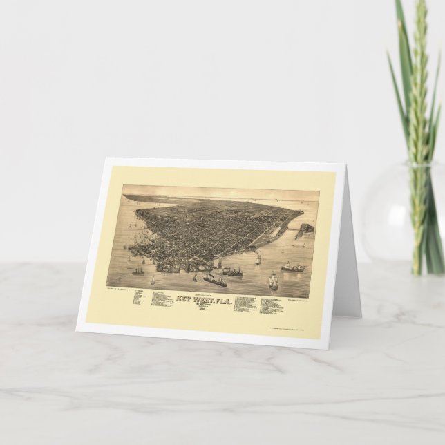 Carte Key West, FL Panoramic Map - 1884 (Devant)