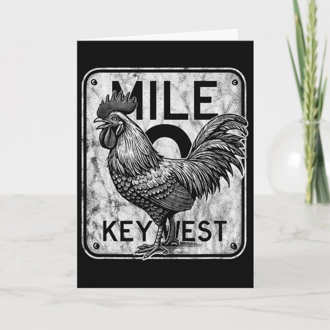 Carte Key West Floride Poulet Rétro Mile 0 Coq Dist (Devant)