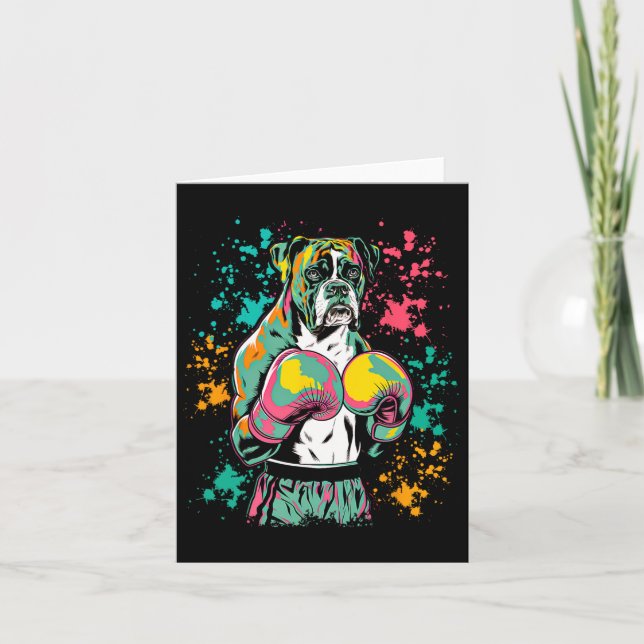 Carte Kickboxing Ou Boxer Chien Drôle Pour Hommes Femmes (Devant)