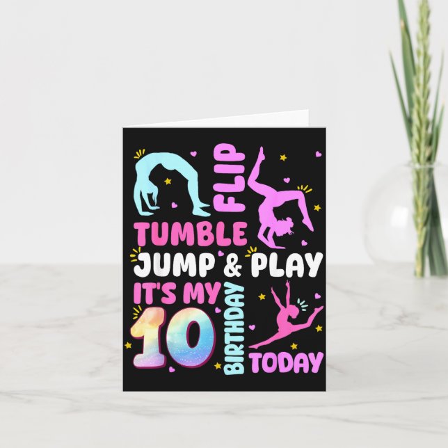 Carte Kids 10 Year Old Bday Gymnast 10th Gymnastics Birt (Devant)