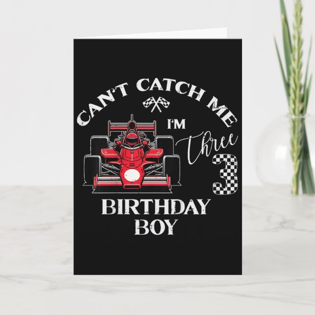 Carte Kids 3rd Birthday Race Car Bday Boy Cant Catch Me  (Devant)