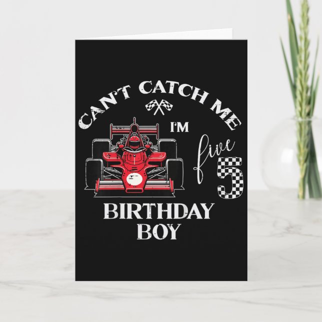 Carte Kids 5th Birthday Race Car Bday Boy Cant Catch Me  (Devant)