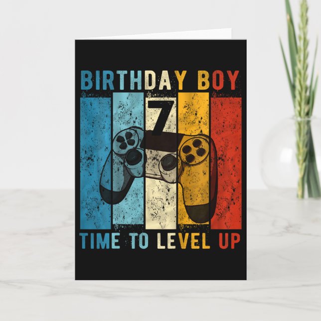 Carte Kids 7 Year Old Birthday Boy 7 Time To Level Up 7t (Devant)