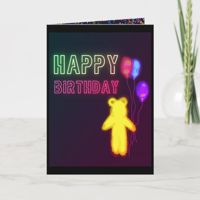 Carte Kids Birthday Card Happy Birthday Bear Baloons (Devant)