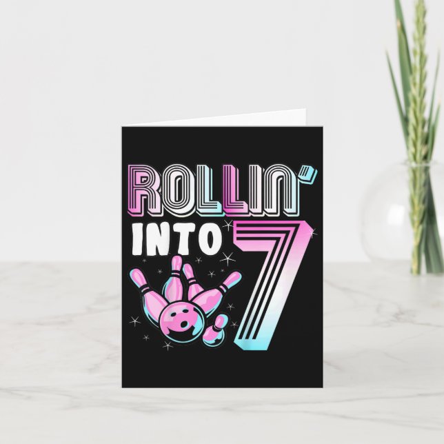 Carte Kids Bowler Rollin’ Into 7 Bowling 7e anniversaire (Devant)