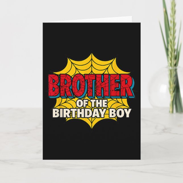 Carte Kids Brother Of The Birthday Boy Spider Theme Part (Devant)