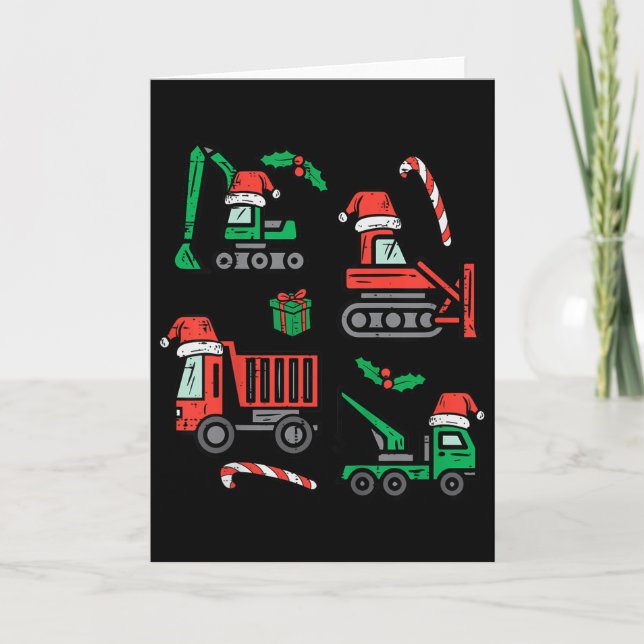 Carte Kids Christmas Construction Vehicles Truck Xmas Bo (Devant)