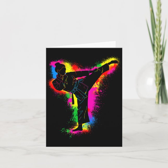 Carte Kids Colorful Taekwondo Martial Arts Women Girl Ka (Devant)