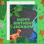 Carte Kids Jurassic Trex Dino Dinosaur Birthday<br><div class="desc">This dinosaur design is great for the birthday boy in your life. Give them a dino-mite bday with this dino themed design featuring a trex,  triceratops,  brontosaurus,  and raptor.</div>