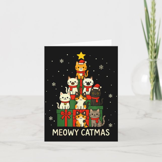 Carte Kids Men Women Meowy Catmas Funny Christmas Cats C (Devant)