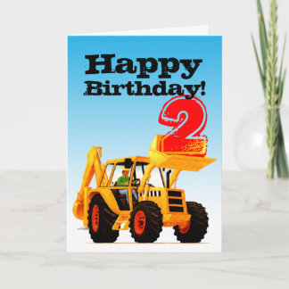 Carte Kids Yellow Digger 2e anniversaire