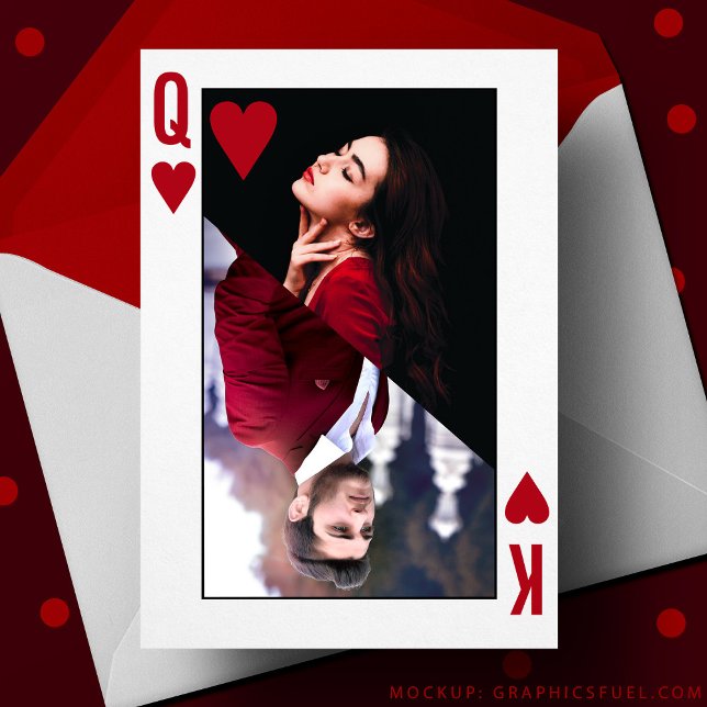 Carte King & Queen of Hearts Red Photo Saint Valentin (King & Queen of Hearts Red Photo Valentine's Day Card)