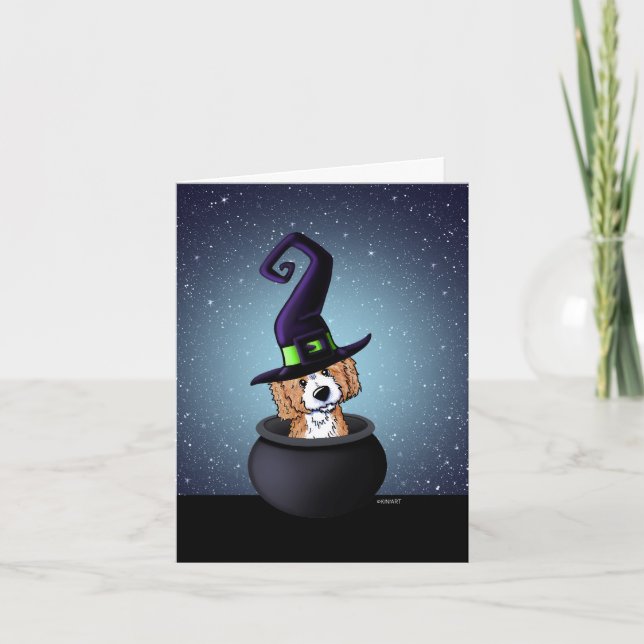 Carte KiniArt Doodle Chien sorcière Halloween (Devant)