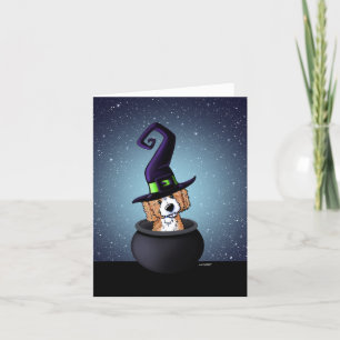 Carte KiniArt Doodle Chien sorcière Halloween