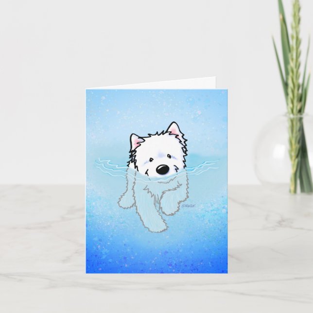 Carte KiniArt Swimming Westie Note (Devant)