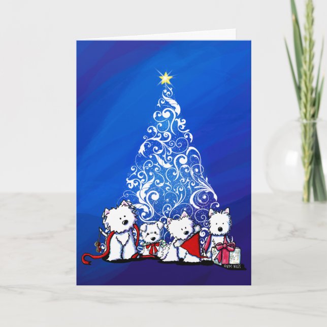 Carte KiniArt Westie Terriers Christmas Card (Devant)