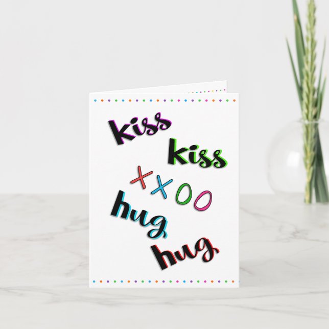Carte Kiss Kiss Hug Hug Amour Amoureux Ami Amoureux Anni (Devant)