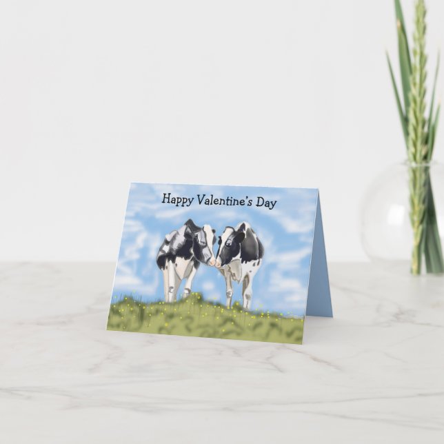 Carte Kissing Cows editable Valentine’s (Devant)
