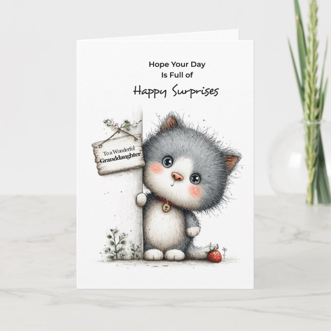 Carte Kit de fête d'anniversaire pour petite-fille Surpr (Devant)