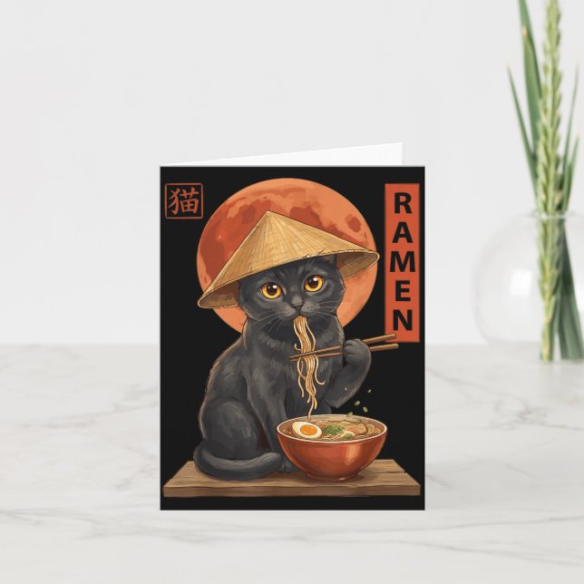 Carte Kit graphique drôle d'art japonais de chat ramen c (Devant)