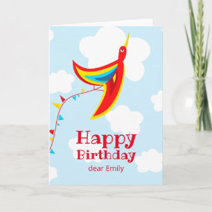 Carte Kite Bird Amusant Joli Anniversaire Enfants