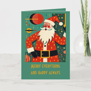 Carte Kitschmas Père Noël Moderne du Milieu du Siècle Am