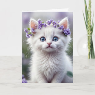 Carte Kitten Blanc Avec Lilac Laurel