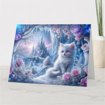 Kitten blanc dans le royaume des glaces d'Imaginai