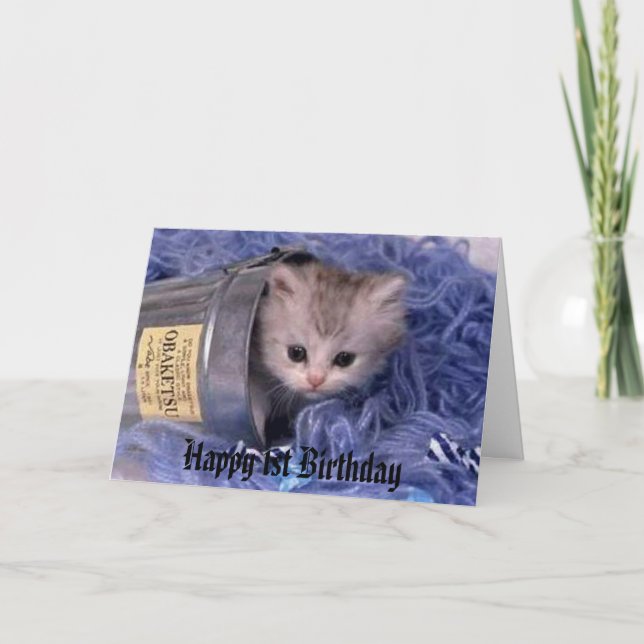 Carte kitten Joyeux 1er anniversaire (Devant)