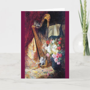 Carte Kittens Jouer Harp Music peinture