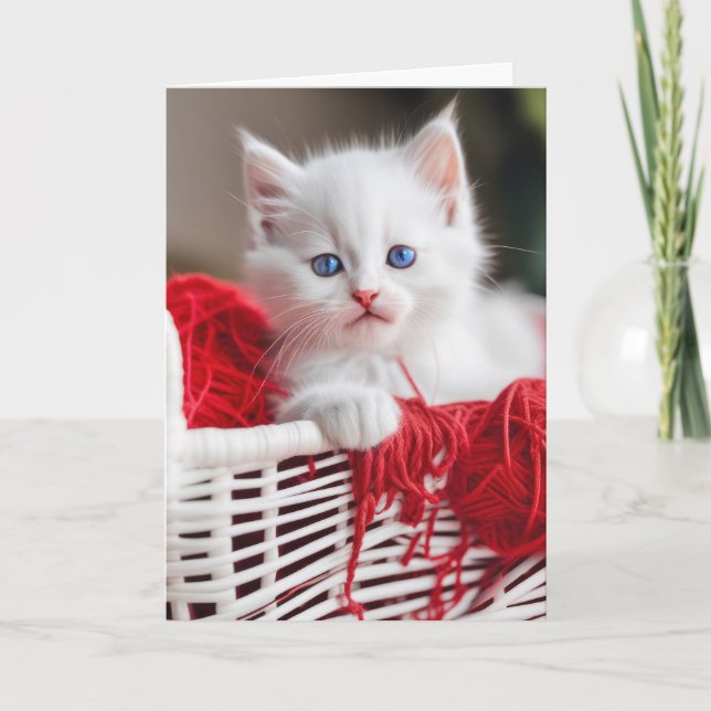 Carte Kitty Anniversaire Avec Fil Rouge Tangé (Devant)