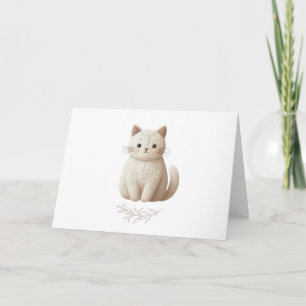 Carte Kitty beige brodé avec Boho Botanique Détail