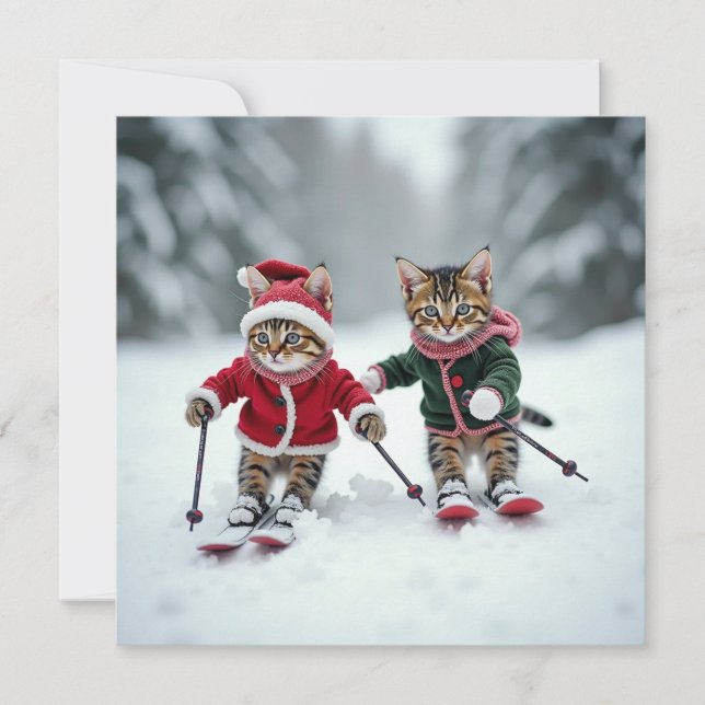 Carte kitty catmas skiant (Devant)