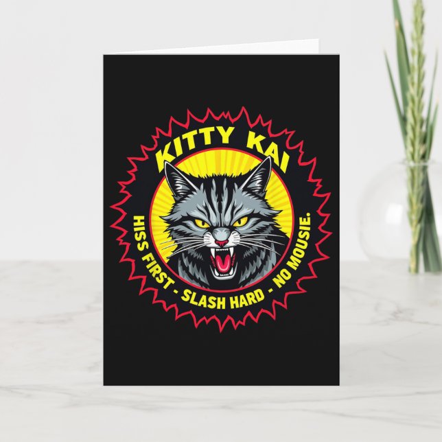 Carte Kitty Kai - Siffler d'abord - Trancher dur - Pas d (Devant)