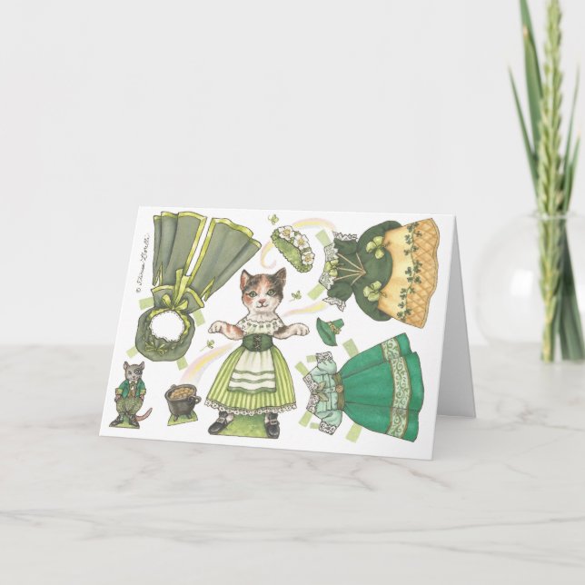 Carte Kitty Paper Doll St. Patrick's Day Card (Devant)