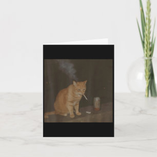 Carte Kitty Wizard Cigarette Drôle Fumeur Chat Mème T-Sh